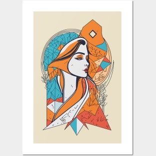 Boho Geometric Shapes with Girl Posters and Art